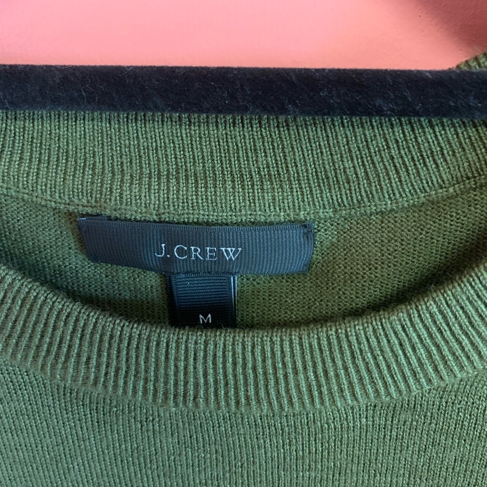 J Crew Merino Wool Army Green Crew Sweater - Picture 2 of 6